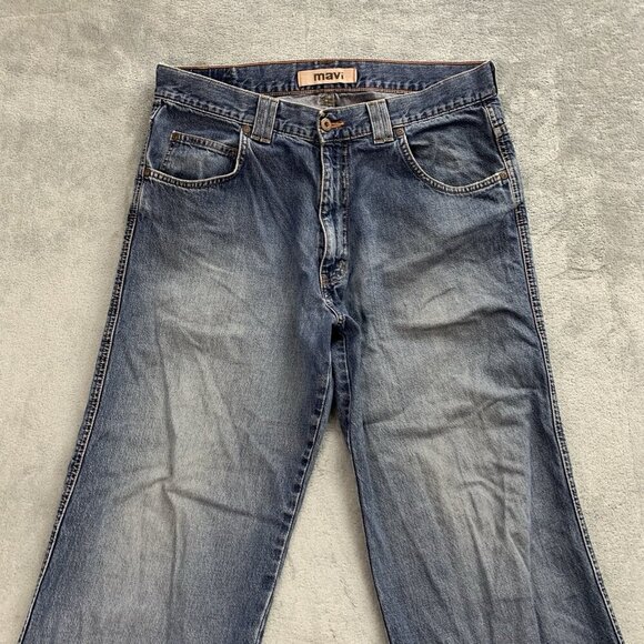 Mavi Jeans Mens 34x27 Blue 170 Max Wide Leg Denim Zip Fly Blind Hem Casual - Picture 12 of 16